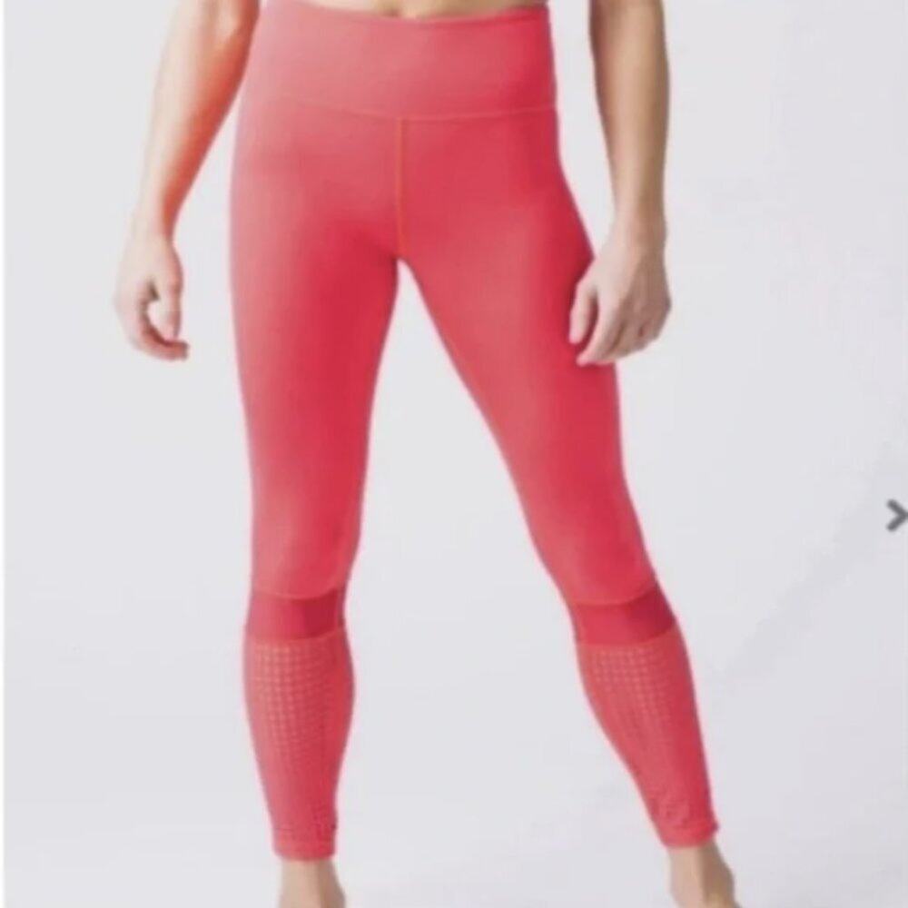 ZYIA Sunset Block Chill Light N Tight 7/8 Leggings Bright Pink Mesh Size 14-16